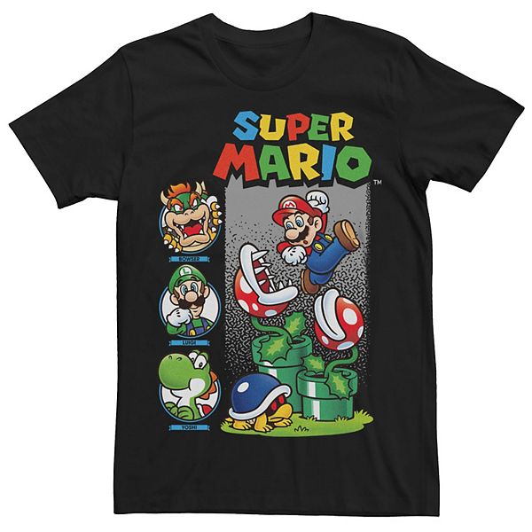 Men's Nintendo Super Mario Bros. Mario Jumping Plants Graphic Tee