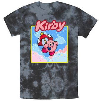 Men's Nintendo Kirby Flying With Umbrella Bombard Wash Graphic Tee