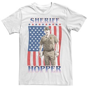 Men's Stranger Things Sheriff Hopper USA Flag Graphic Tee