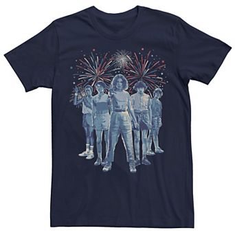 Men's Stranger Things Kids Fireworks Background Graphic Tee