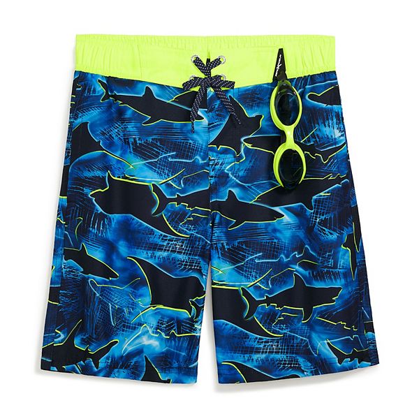 Boys 4-20 ZeroXposur Shark Print Swim Shorts - Trench (L(14/16))