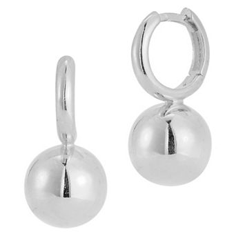 Sunkissed Sterling Sterling Silver Ball Drop Huggie Earrings