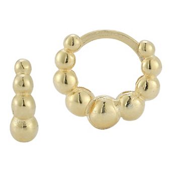 Sunkissed Sterling 14k Sterling Silver Graduated Bead Huggie Earrings