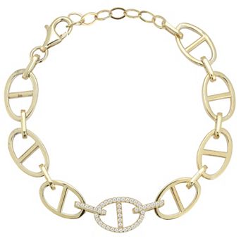 Sunkissed Sterling Cubic Zirconia Mariner Link Bracelet