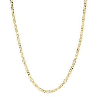 Sunkissed Sterling Cubic Zirconia Heart Curb Chain Necklace