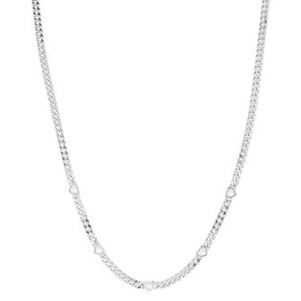 Sunkissed Sterling Cubic Zirconia Heart Curb Chain Necklace