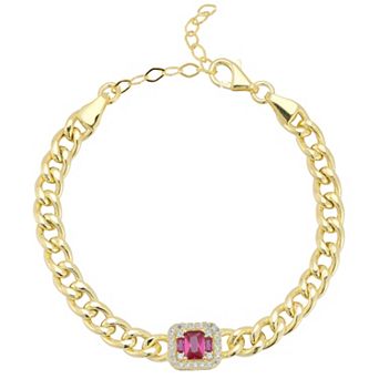 Sunkissed Sterling Cubic Zirconia Curb Chain Bracelet