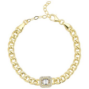 Sunkissed Sterling Cubic Zirconia Curb Chain Bracelet