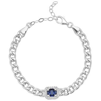 Sunkissed Sterling Cubic Zirconia Curb Chain Bracelet