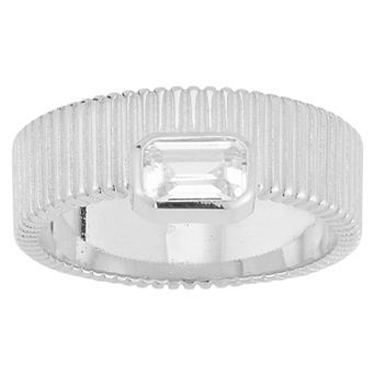 Sunkissed Sterling Cubic Zirconia Ribbed Ring