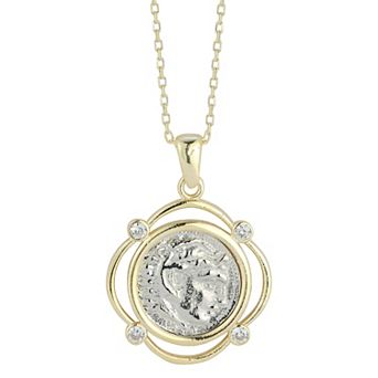Sunkissed Sterling Cubic Zirconia Coin Necklace