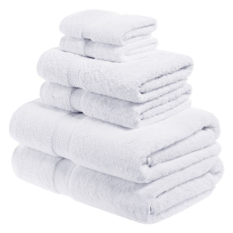 SUPERIOR 6-piece Egyptian Cotton Bath Towel Set, White, 6 Pc Set