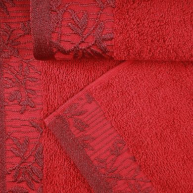 Superior Wisteria 6-Piece Floral Bohemian Embroidered Jacquard Towel Set