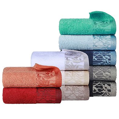 Superior Wisteria 6-Piece Floral Bohemian Embroidered Jacquard Towel Set