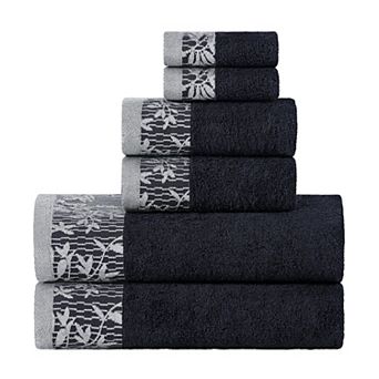 Superior Wisteria 6 pc Floral Bohemian Embroidered Jacquard Towel Set