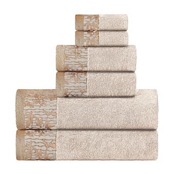 Superior Wisteria 6 pc Floral Bohemian Embroidered Jacquard Towel Set