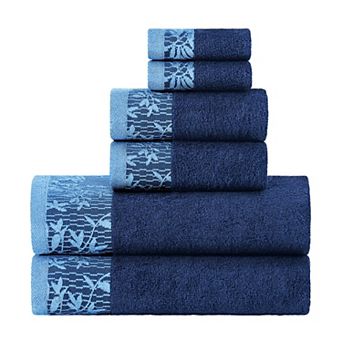 Superior Wisteria 6 pc Floral Bohemian Embroidered Jacquard Towel Set