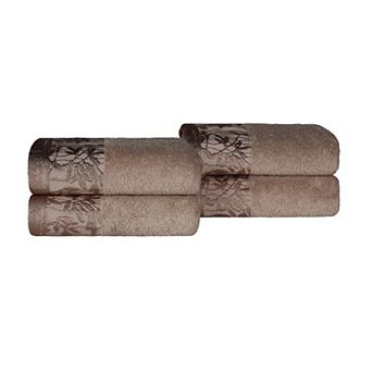 Superior Wisteria 4 pc Floral Bohemian Embroidered Jacquard Hand Towel Set