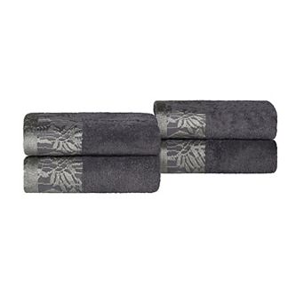 Superior Wisteria 4 pc Floral Bohemian Embroidered Jacquard Hand Towel Set