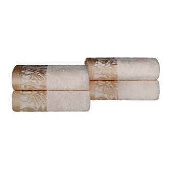 Superior Wisteria 4 pc Floral Bohemian Embroidered Jacquard Hand Towel Set