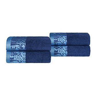 Superior Wisteria 4 pc Floral Bohemian Embroidered Jacquard Hand Towel Set