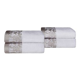 Superior Wisteria 4 pc Floral Bohemian Embroidered Jacquard Hand Towel Set