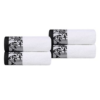 Superior Wisteria 4 pc Floral Bohemian Embroidered Jacquard Hand Towel Set