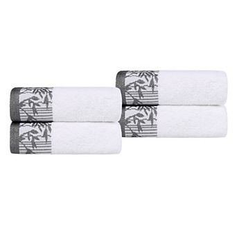 Superior Wisteria 4 pc Floral Bohemian Embroidered Jacquard Hand Towel Set