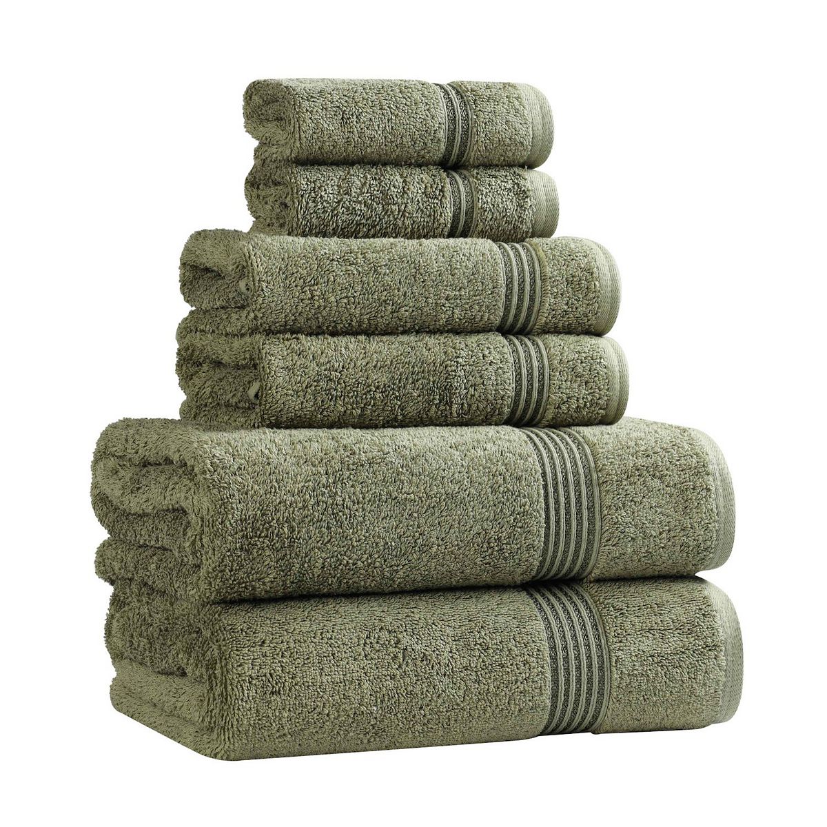SUPERIOR 6-piece Plush Egyptian Cotton Bath Towel Set - Forest Green
