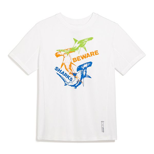 Boys 4-20 ZeroXposur Shark Graphic Sun Protection Top - White (S(8))