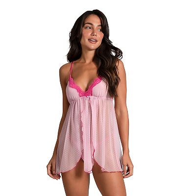 Women's Lilac+London Babydoll Chemise Thong Lingerie Set
