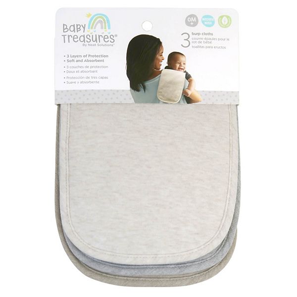 Baby Treasures 3Pack Neutral Solid Color Baby Burp Cloths