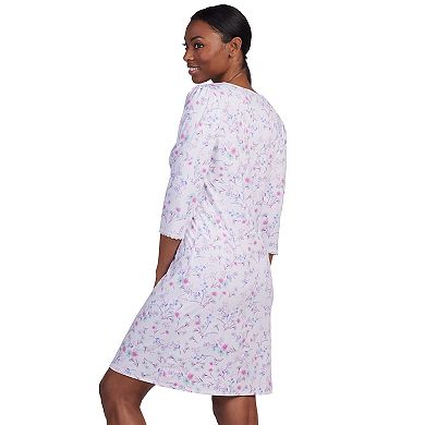 Women's Miss Elaine Essentials Micro Velvet Lace Neck Short Sleep Gown