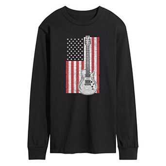 Men's USA Flag Guitar Long Sleeve Tee