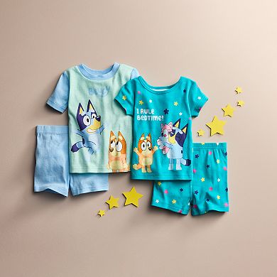 Toddler Girl Bluey "Bedtime Rules" 4-Piece Tops & Bottoms Pajama Set