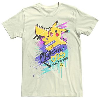 Men's Pokémon Neon Pikachu Graffiti Wall Tee