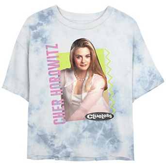 Juniors' Clueless Cher Horowitz 90's Box Bombard Wash Cropped Graphic Tee