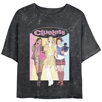 Juniors' Clueless Dionne Cher Tai Group Shot Mineral Wash Cropped Graphic Tee