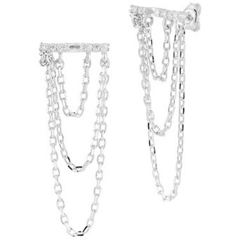 Sunkissed Sterling Sterling Silver Cubic Zirconia Multi-Hanging Chain Drop Earrings