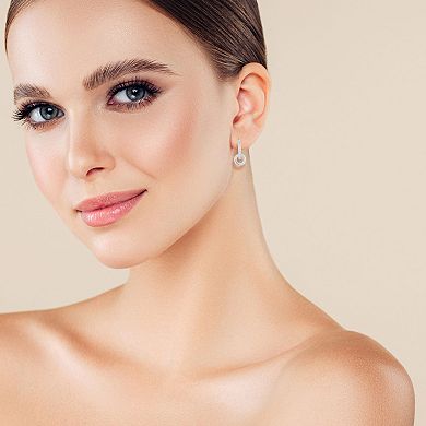 Sunkissed Sterling Sterling Silver Cubic Zirconia Textured Double-Circle Drop Hoop Earrings