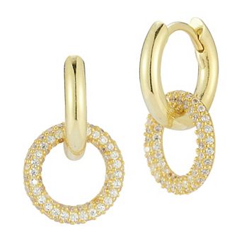 Sunkissed Sterling Sterling Silver Cubic Zirconia Linked Drop Hoop Earrings