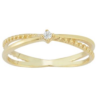 Sunkissed Sterling Sterling Silver Cubic Zirconia Crisscross Ring