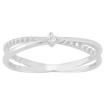 Sunkissed Sterling Sterling Silver Cubic Zirconia Crisscross Ring