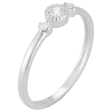 Sunkissed Sterling Sterling Silver Cubic Zirconia Three Stone Ring
