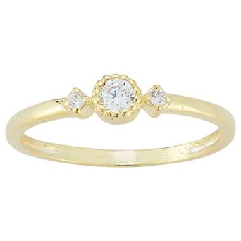 Sunkissed Sterling Sterling Silver Cubic Zirconia Three Stone Ring