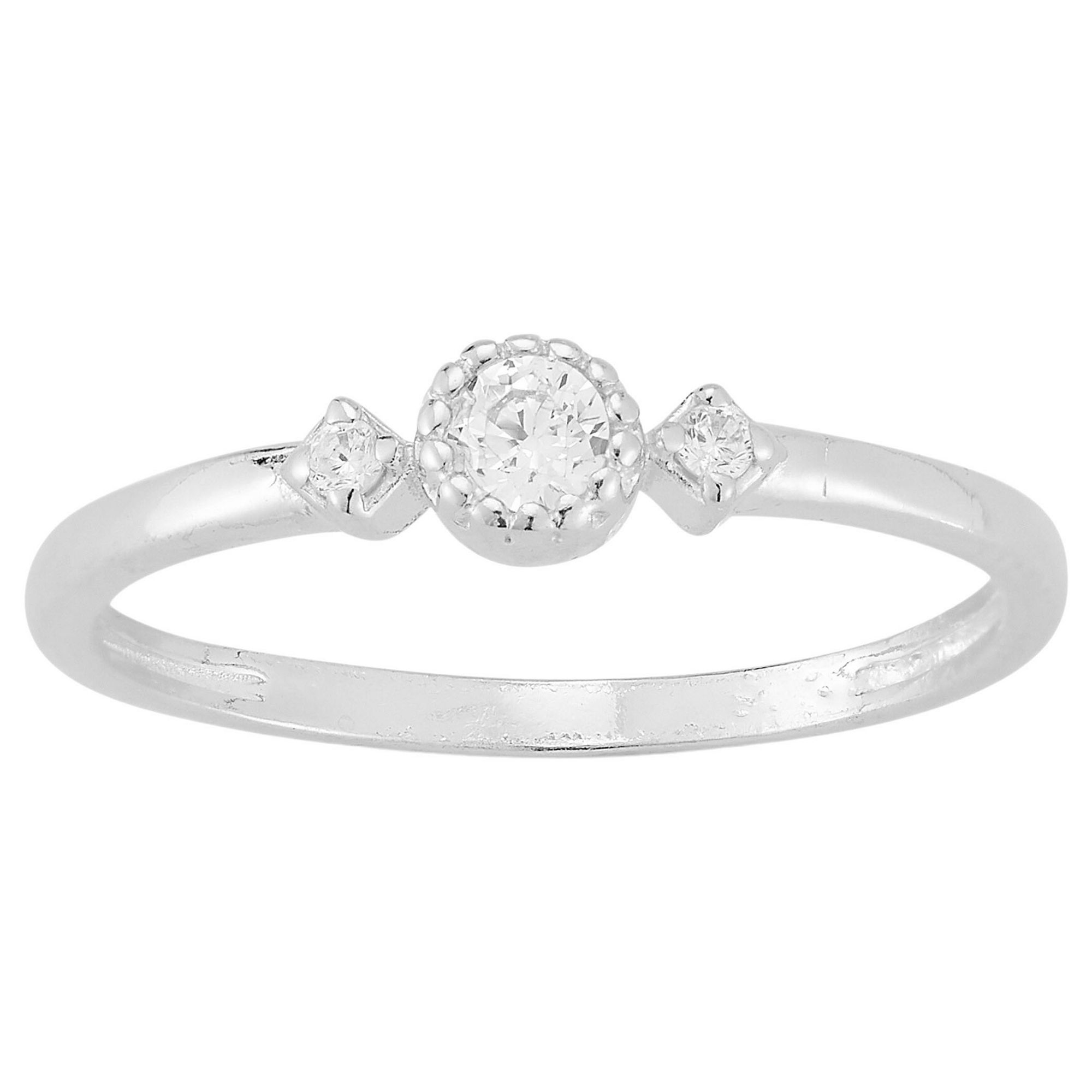Sunkissed Sterling Sterling Silver Cubic Zirconia Three Stone Ring, Womens