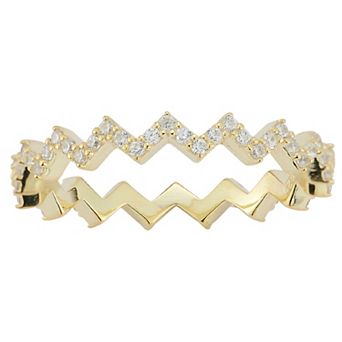 Sunkissed Sterling Sterling Silver Cubic Zirconia Zigzag Ring