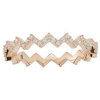 Sunkissed Sterling Sterling Silver Cubic Zirconia Zigzag Ring