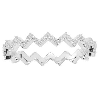 Sunkissed Sterling Sterling Silver Cubic Zirconia Zigzag Ring