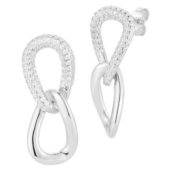 Sunkissed Sterling Sterling Silver Cubic Zirconia Chain Link Drop Earrings